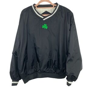 Sport-Tek Pullover Windbreaker Men's XL Black‎ Shamrock V-Neck Flannel Lined